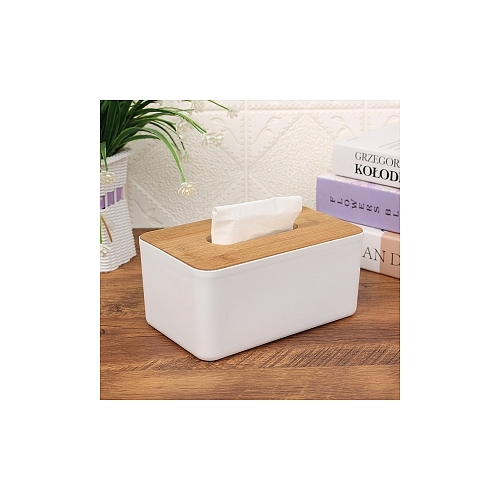 화이트우드 직사각 휴지케이스