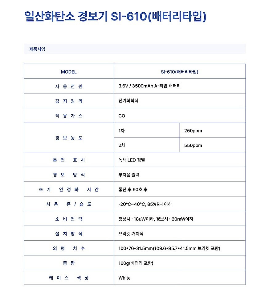 일산화탄소 탐지 경보기 (SI-611)_상세페이지