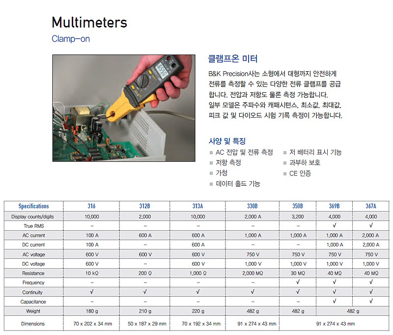 디지털 클램프 테스터 (316/312B/313A/369B/367A)_상세페이지
