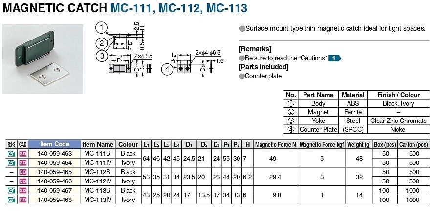 마그네틱 캐치 (MC-111 Series)_상세페이지