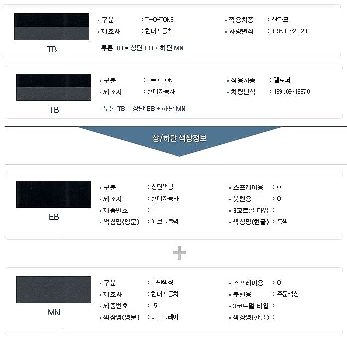현대 투톤 카스프레이 (TB / 상EB-8+하MN-151)_상세페이지