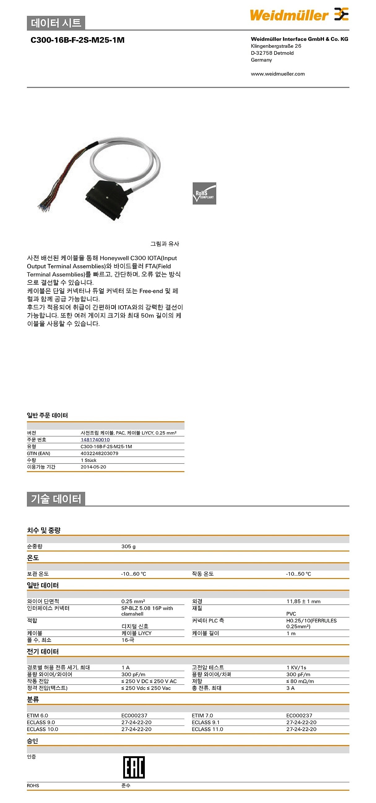 선조립 케이블(C300-16B-F-2S-M25-1M)_상세페이지