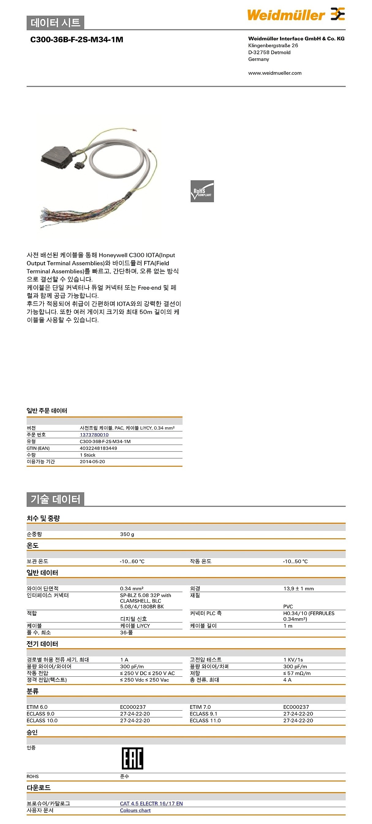 선조립 케이블(C300-36B-F-2S-M34-1M)_상세페이지