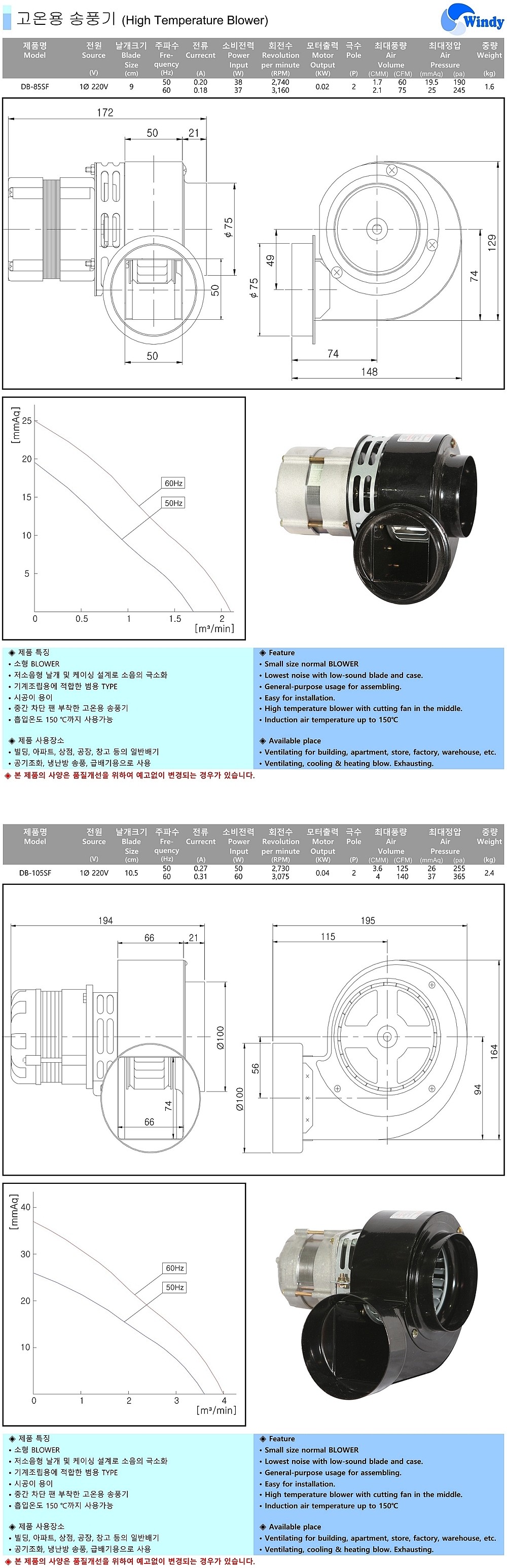 고온 송풍기 (DB-SF)_상세페이지