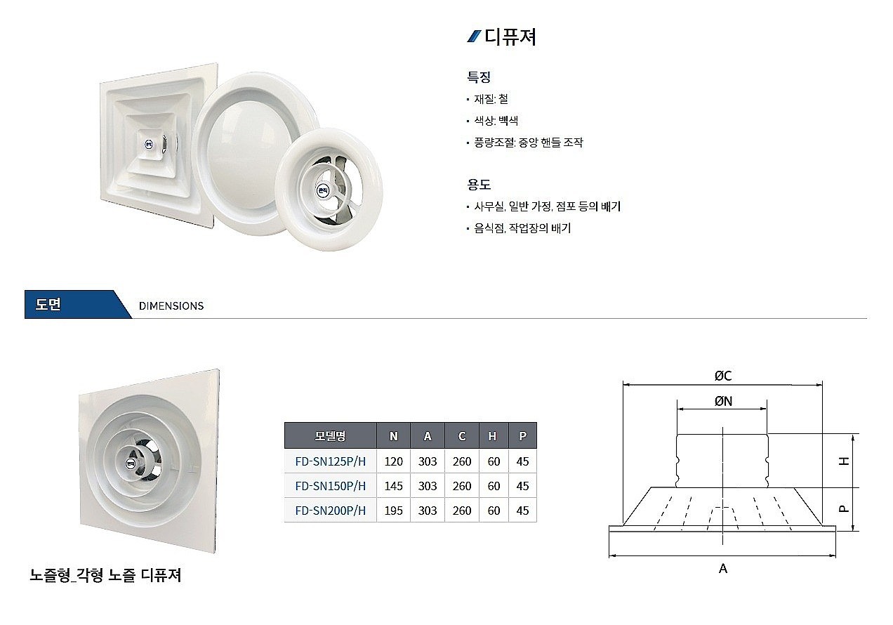 각형 노즐 디퓨셔 (FD-SN)_상세페이지