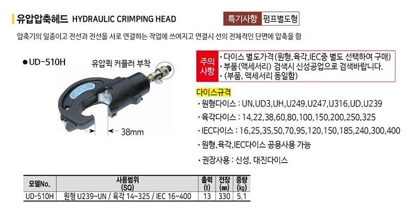 유압 압착헤드 (UD-510H)_상세페이지