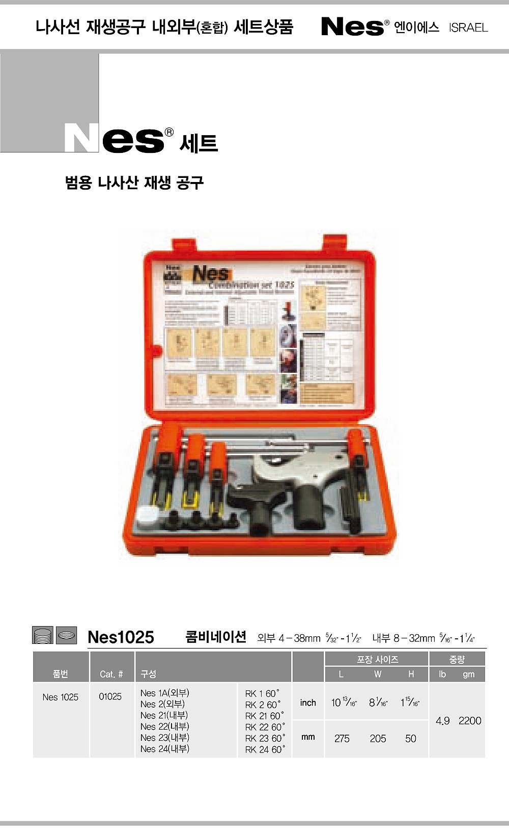 내외부 나사산 재생 공구 세트 (NES 1025)_상세페이지
