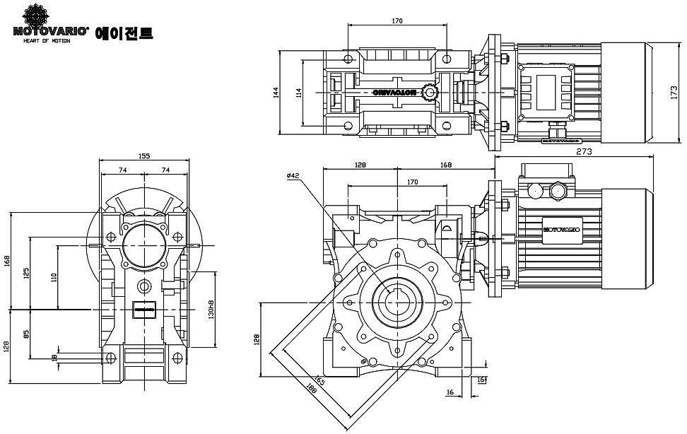 웜 감속기 (NMRV-P 110, 1.5Kw)_상세페이지