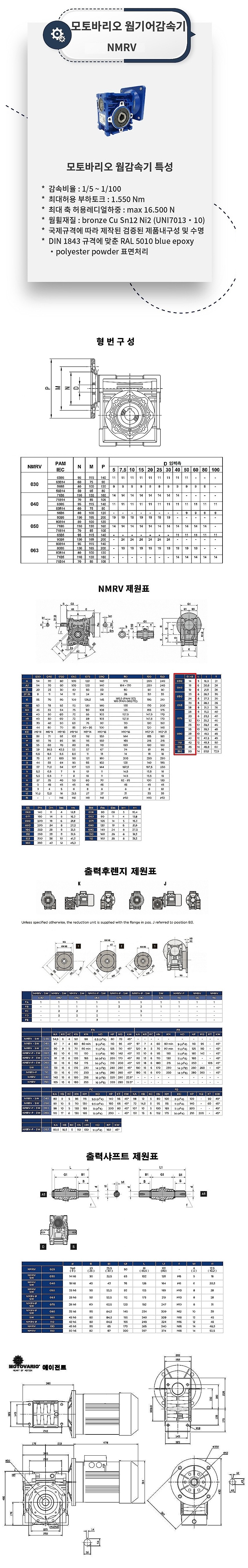 웜 감속기 (NMRV 150, 11~15Kw)_상세페이지
