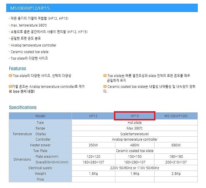 실험실용 가열판 (HP15)_상세페이지