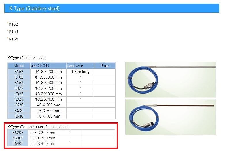 K Type 온도센서 (Teflon coating)_상세페이지