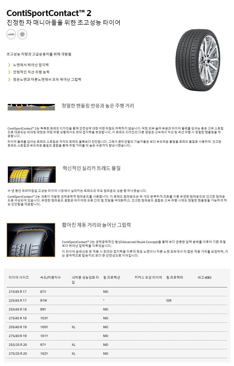 17인치 콘티 스포츠 콘택트 2 CSC (225/45R17 4P SSR)_상세페이지