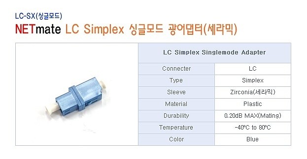 LC Simplex 싱글 광어댑터 (NMK-LSS/세라믹)_상세페이지