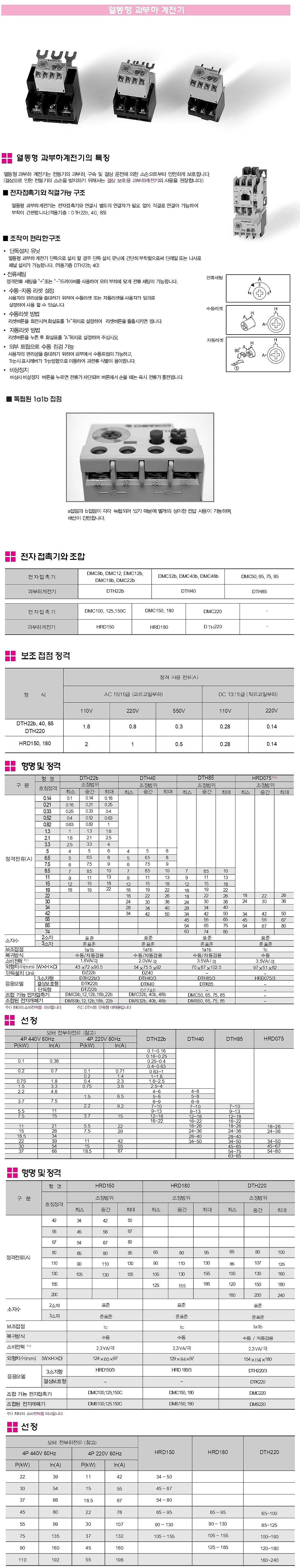표준형 열동형 과부화계전기(DTH220)_상세페이지