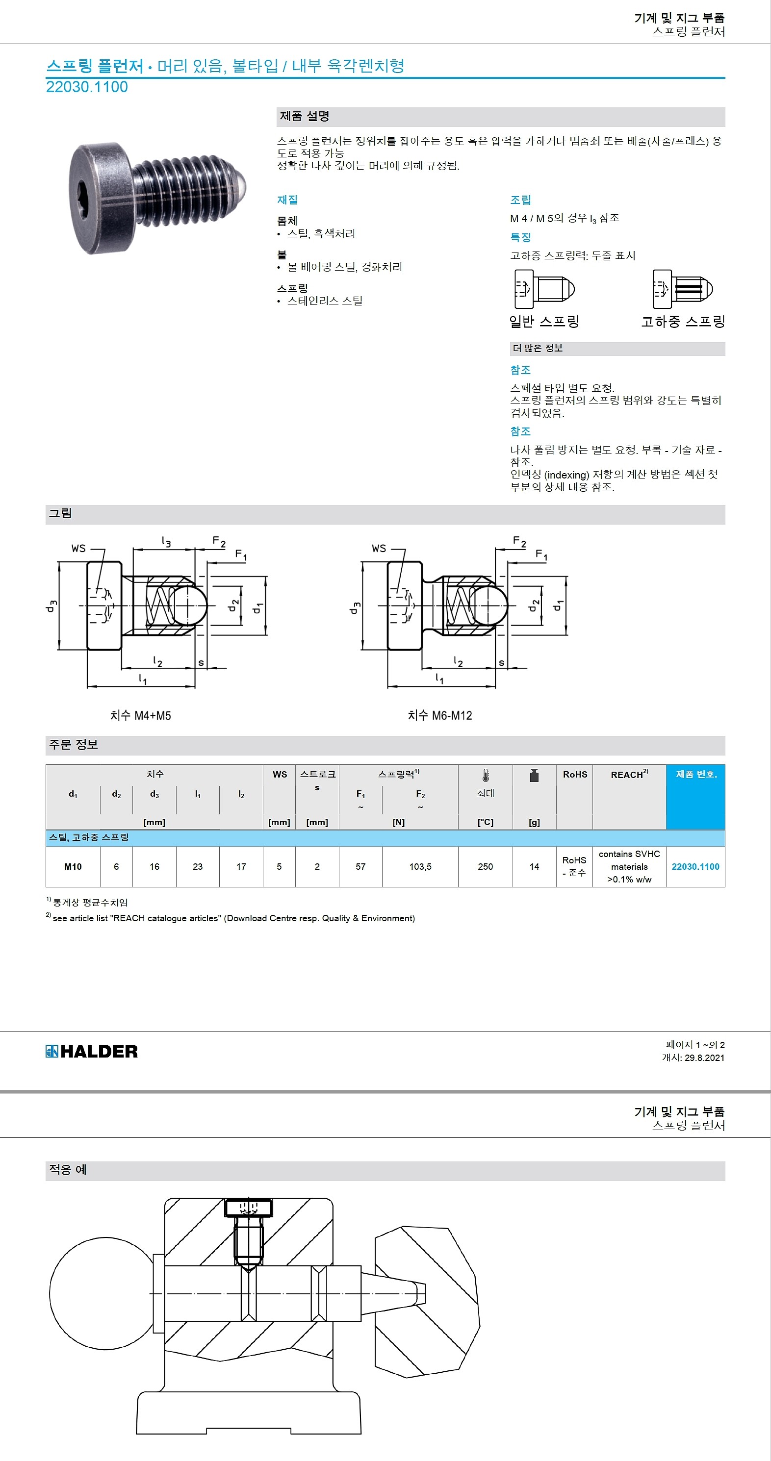 고하중 스프링 플런저 (머리 있음, 볼타입, 내부 육각렌치형, 스틸, 22030.1100)_상세페이지