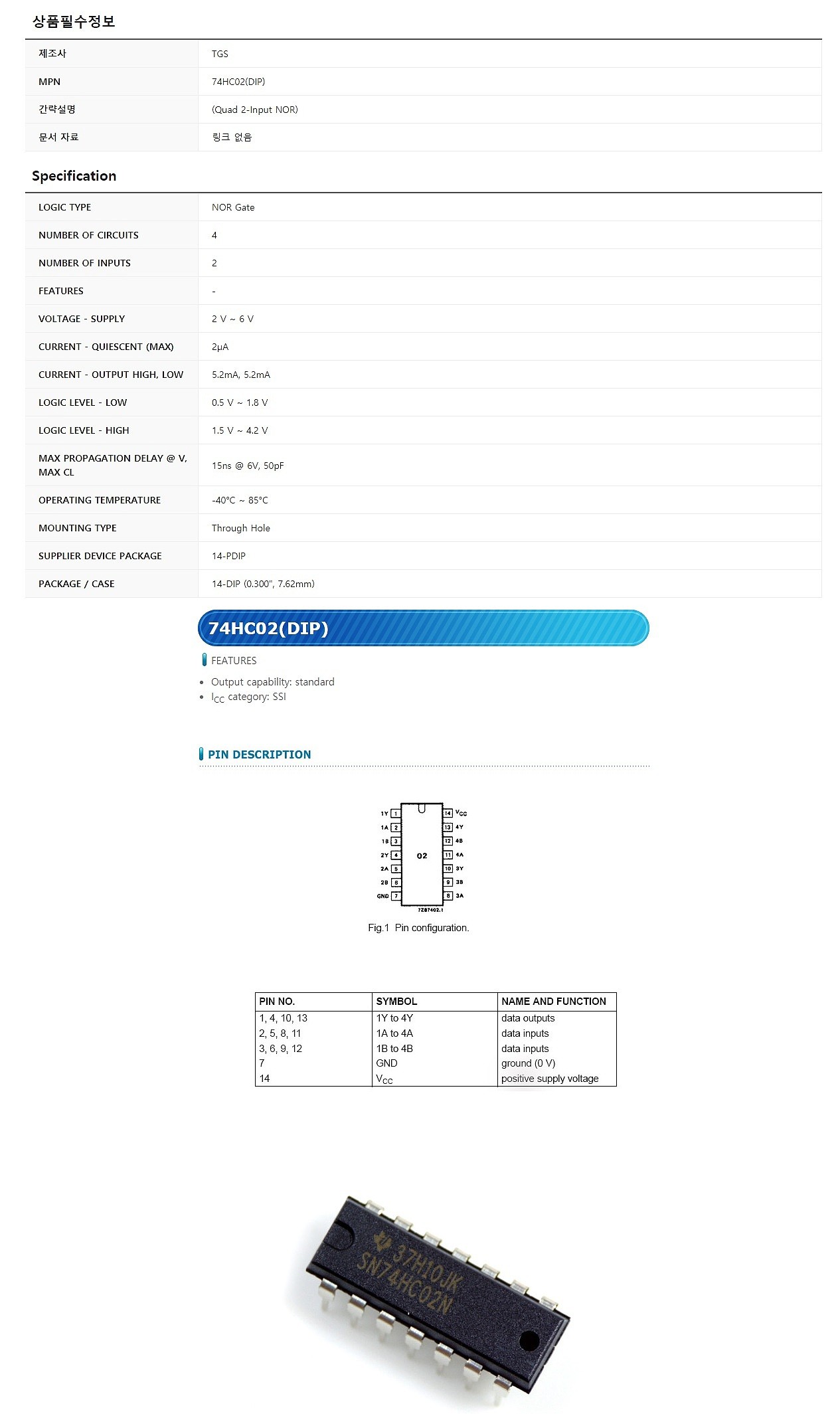 74HC02 (DIP)_상세페이지