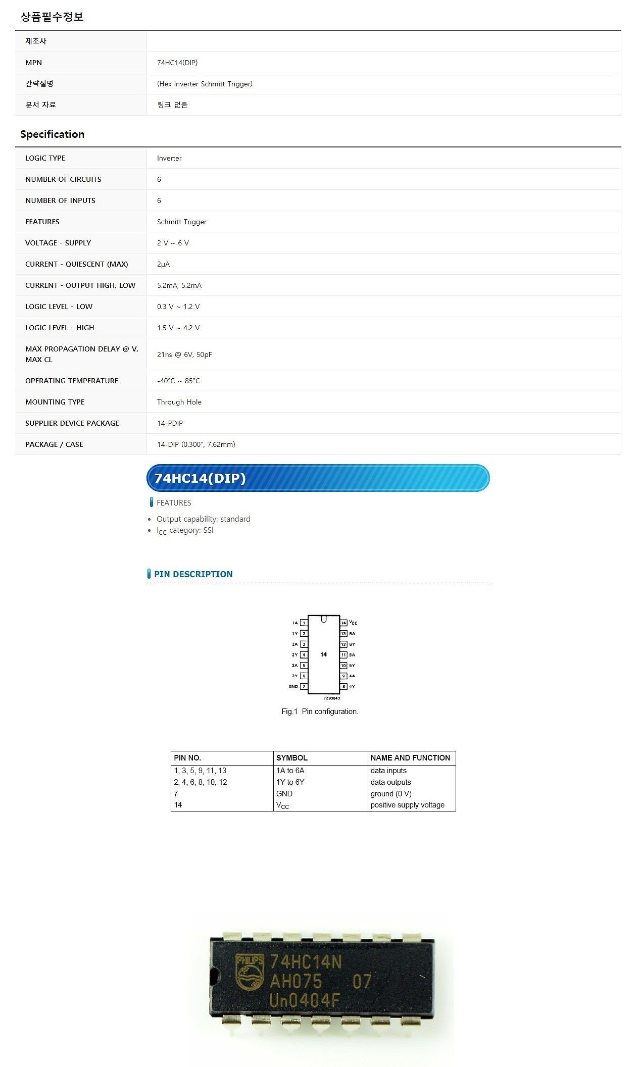 74HC14 (DIP)_상세페이지