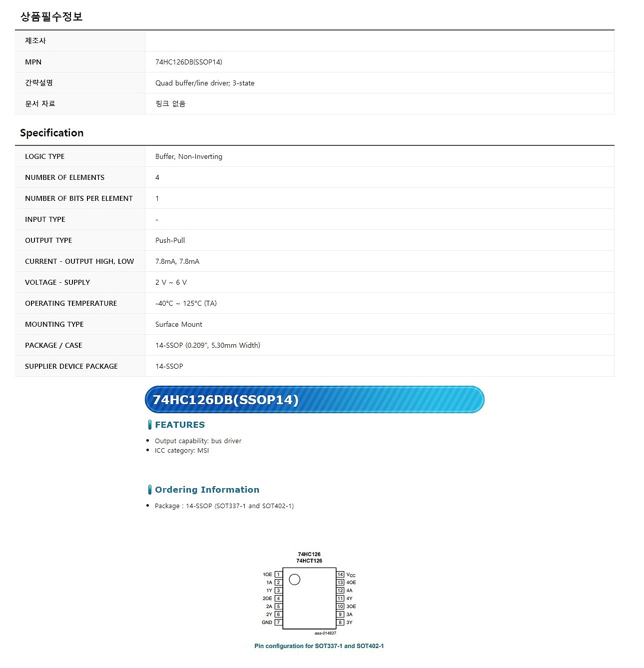 74HC126DB (SSOP14)_상세페이지