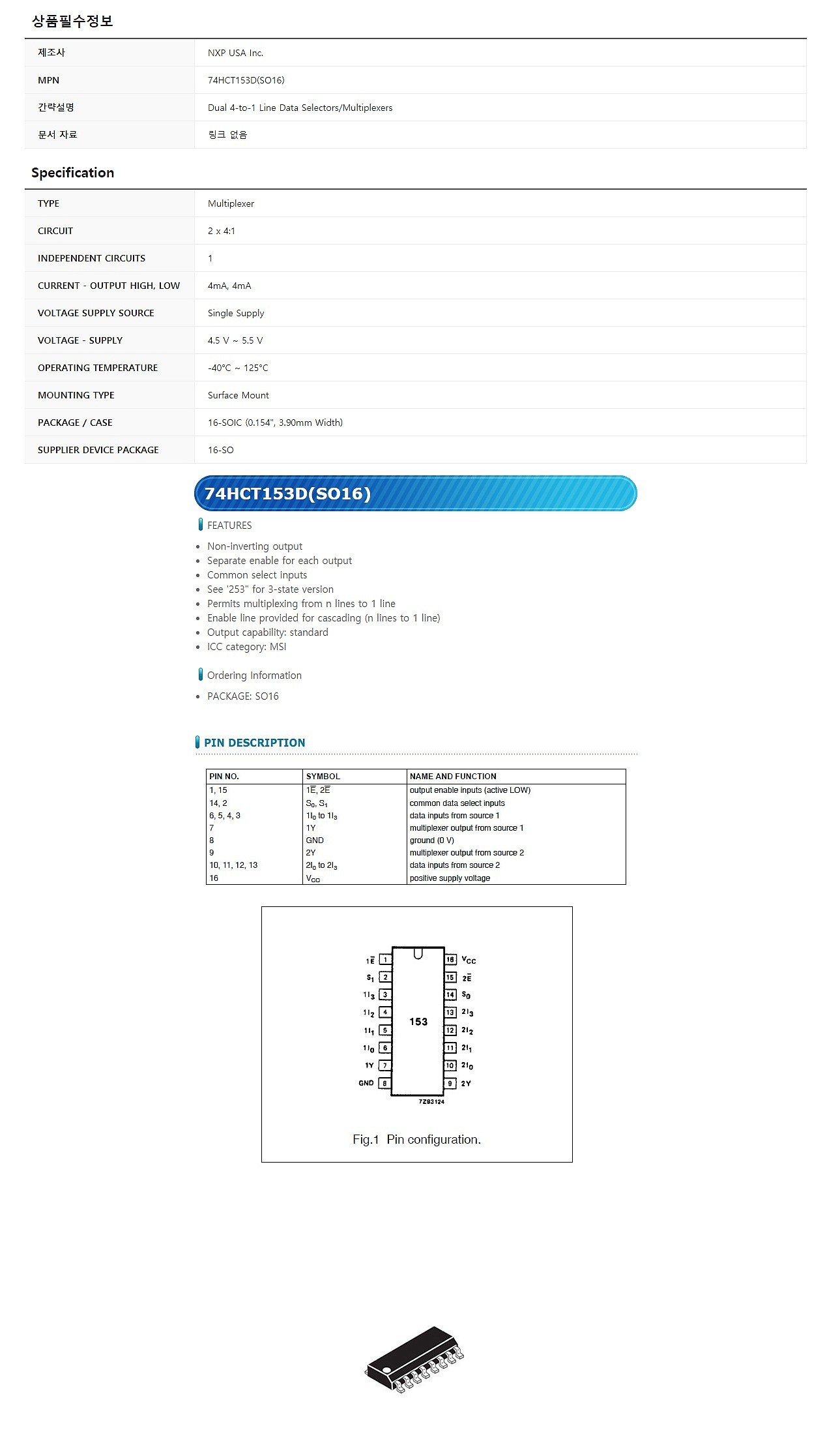 74HCT153D (SO16)_상세페이지