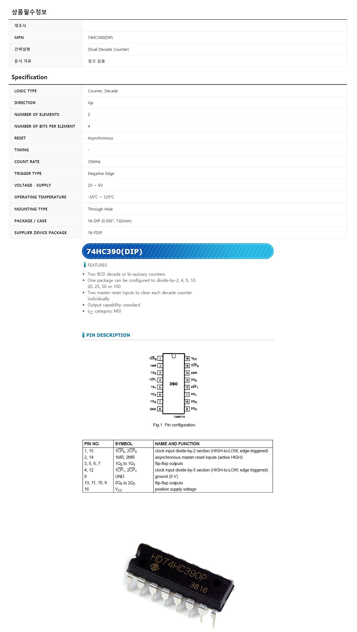 74HC390 (DIP)_상세페이지