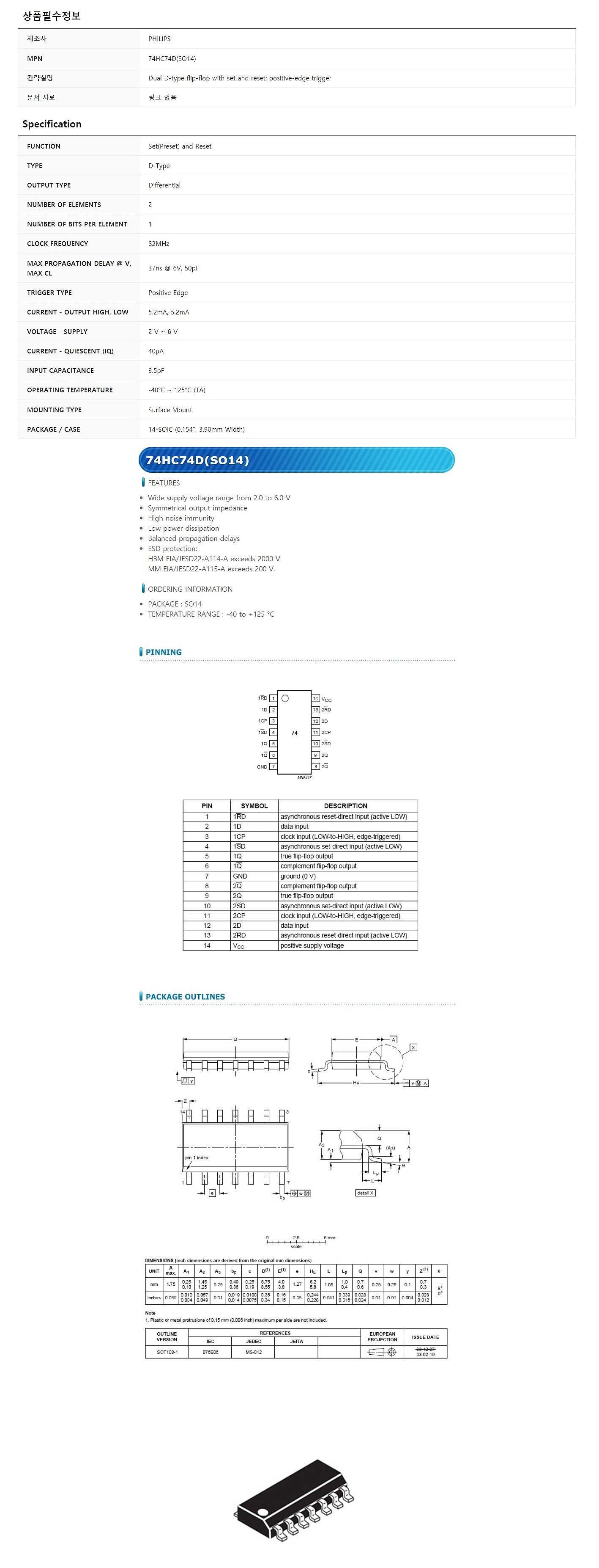 74HC74D (SO14)_상세페이지