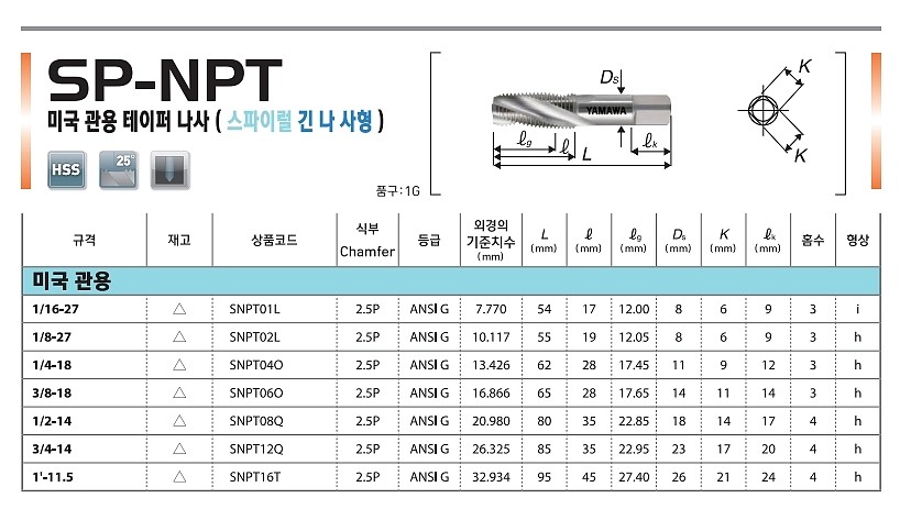 미국관용 스파이럴 긴 나사형 파이프탭 (SP-NPT)_상세페이지
