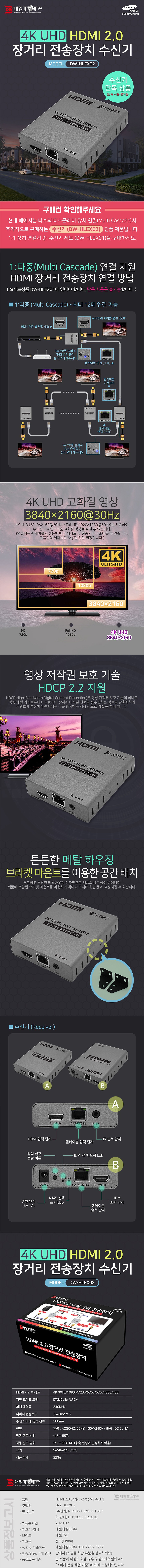 4K HDMI 2.0 장거리 전송장치 리시버 (DW-HLE×02)_상세페이지