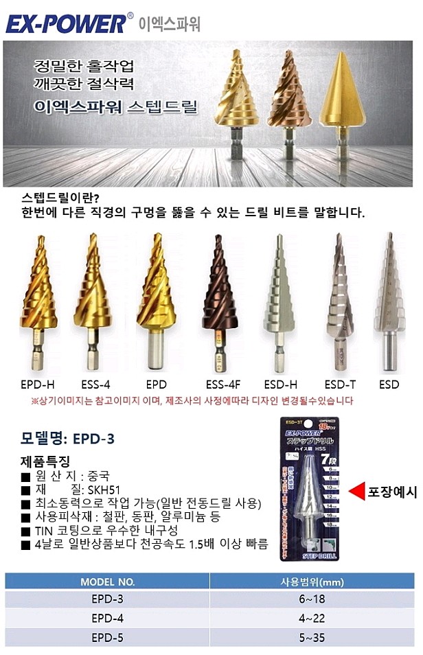 TiN 헬리컬 스텝 드릴 (ST EPD)_상세페이지