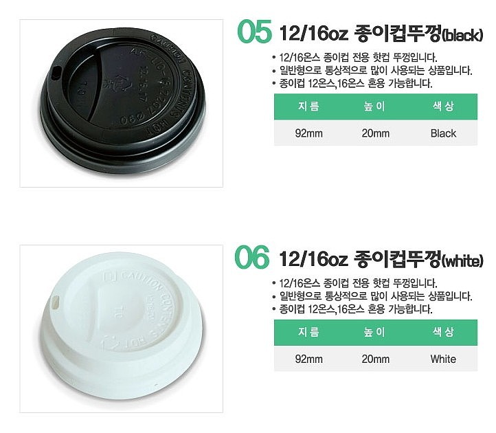 종이컵뚜껑 (일반형/12/16온스)_상세페이지