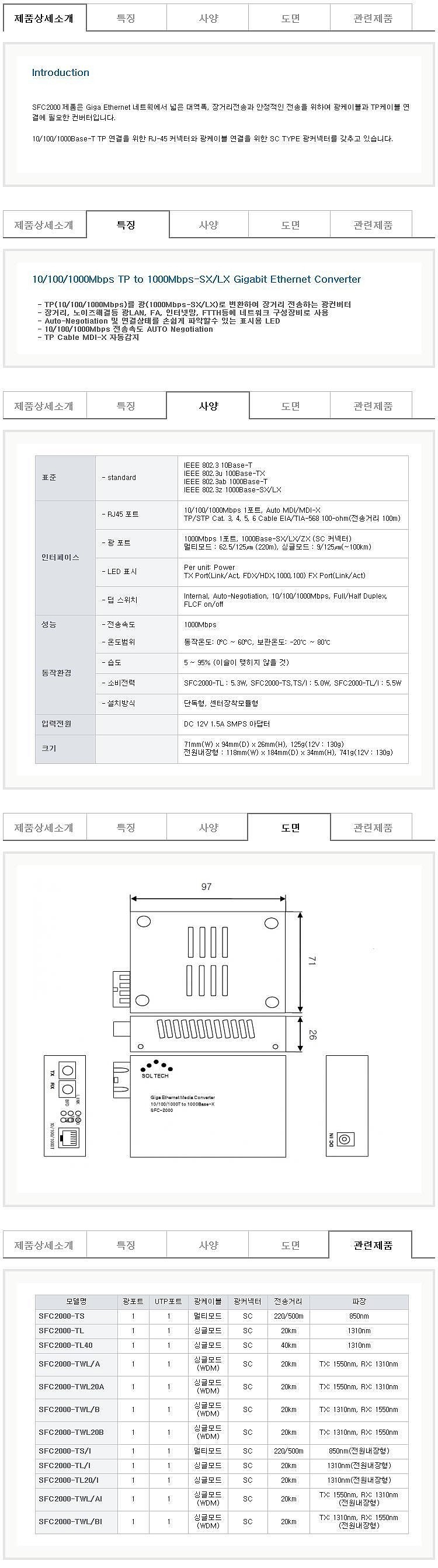 기가비트 광 컨버터 (SFC2000-TWL20/B)_상세페이지