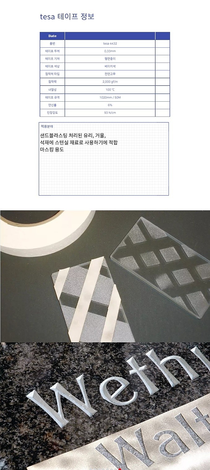 샌드블라스팅용 특수 마스킹 테이프 (#4432)_상세페이지