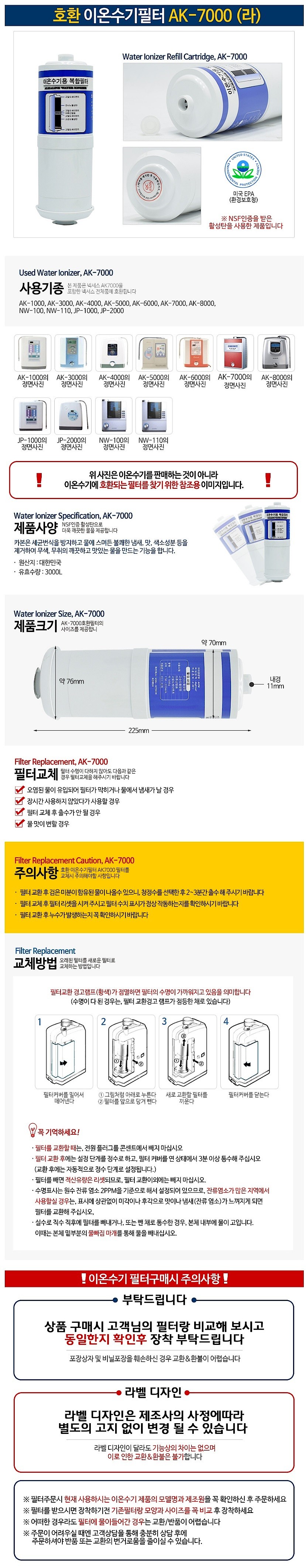 베데스타 NW-100 호환 이온수기필터 (AK-7000)_상세페이지