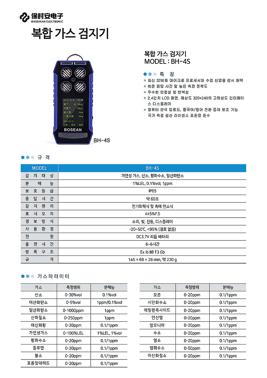 복합 가스 검지기 (BH-4S)_상세페이지