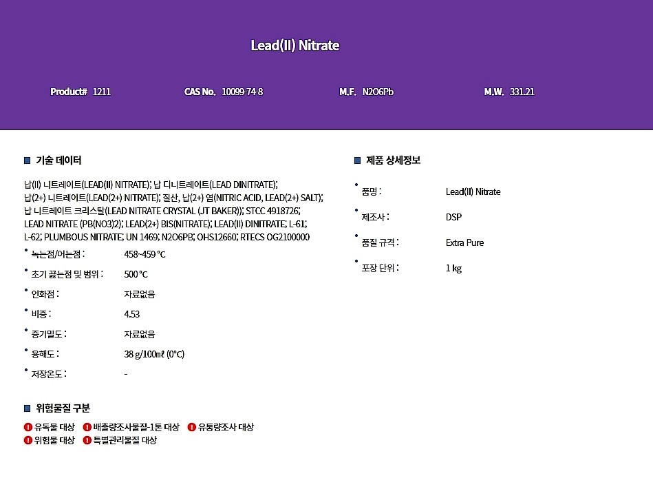 Lead(II) Nitrate (Extra_Pure)_상세페이지