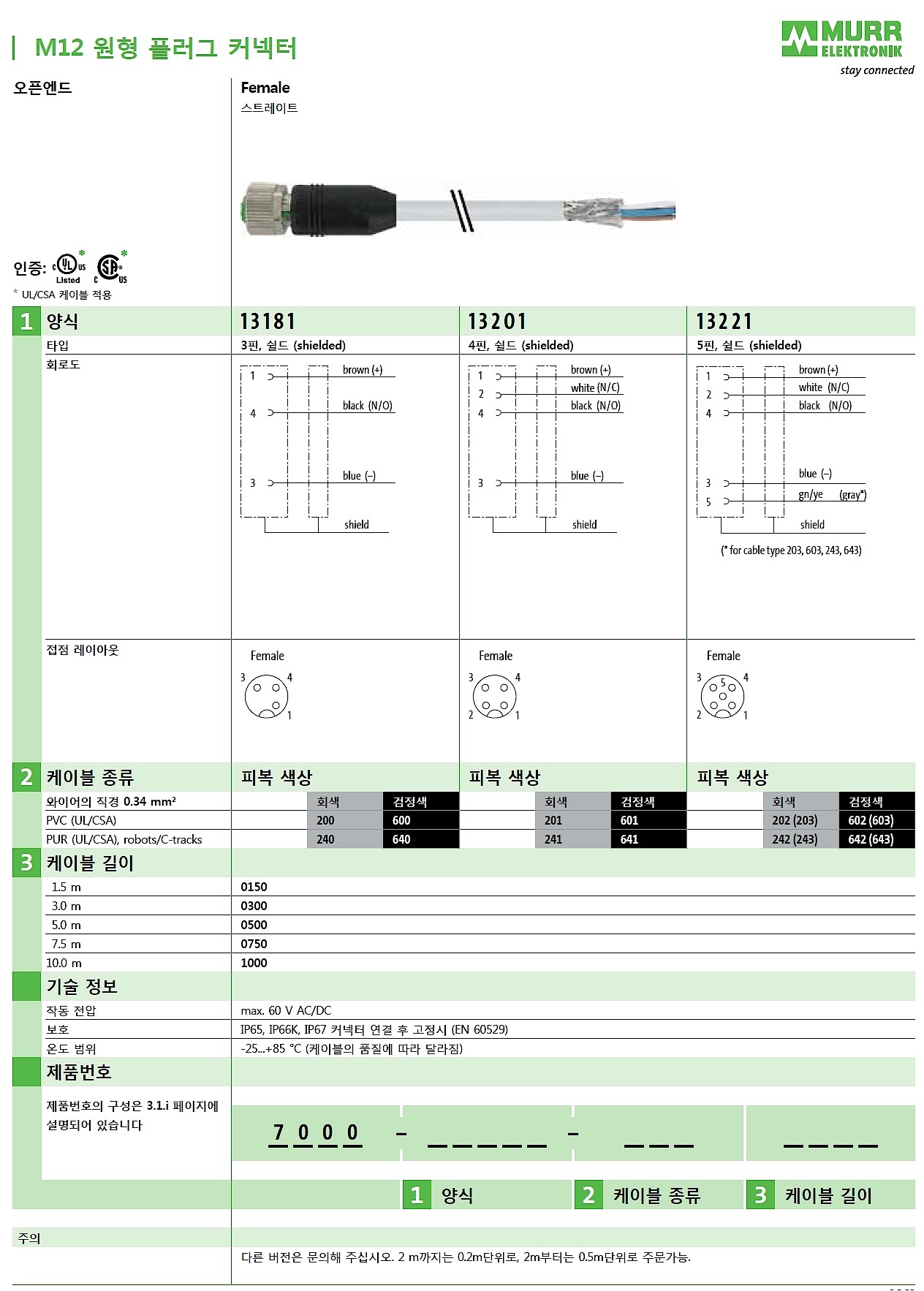 M12 female 0° A-cod. with cable shielded_상세페이지