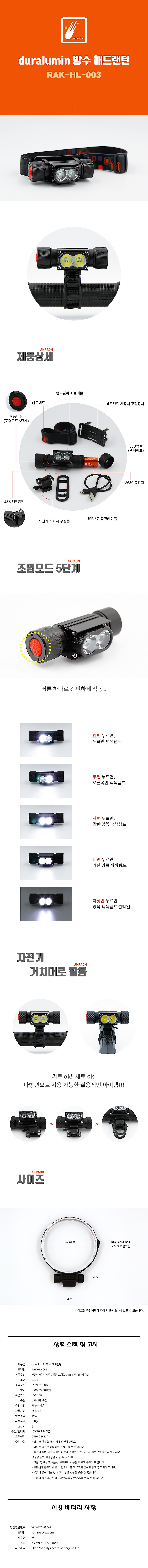 LED 충전헤드랜턴 (RAK-HL series)_상세페이지