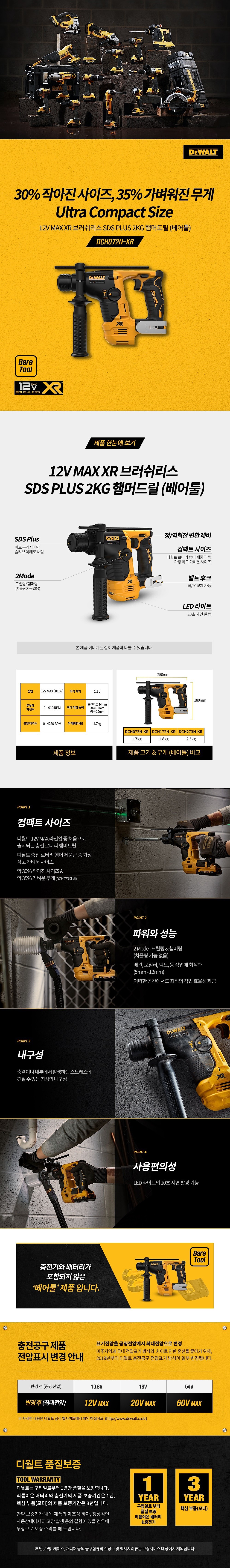충전 10.8V 로타리 함마 드릴 (DCH072N / 베어툴)_상세페이지