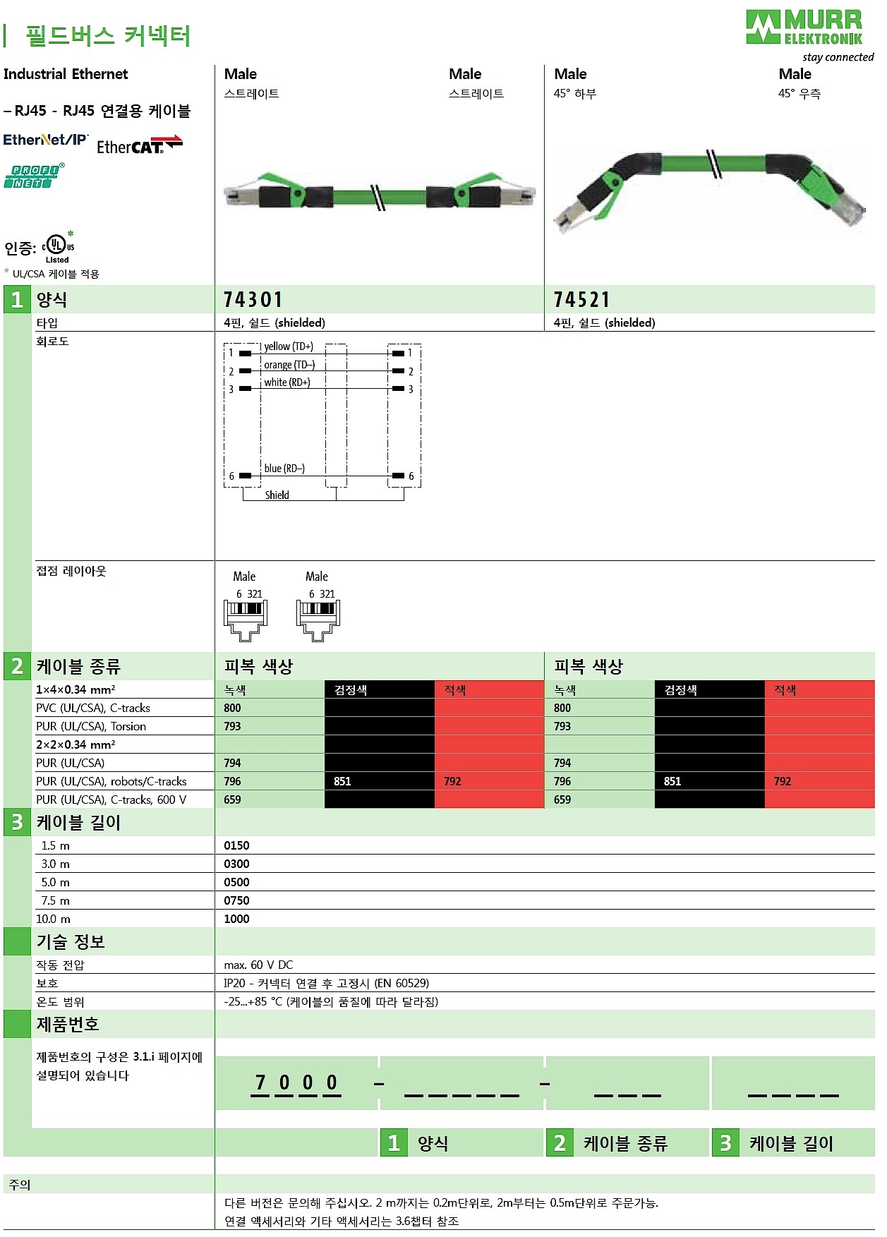 RJ45 male 0° / RJ45 male 0° shielded_상세페이지