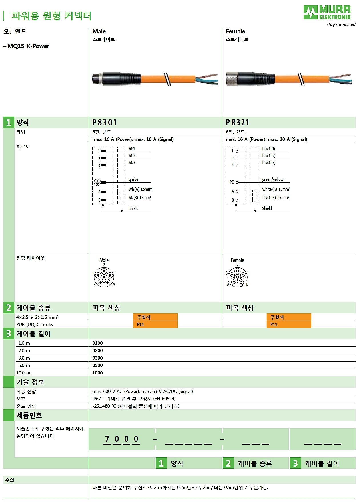 MQ15-X-Power male 0° shielded with cable_상세페이지