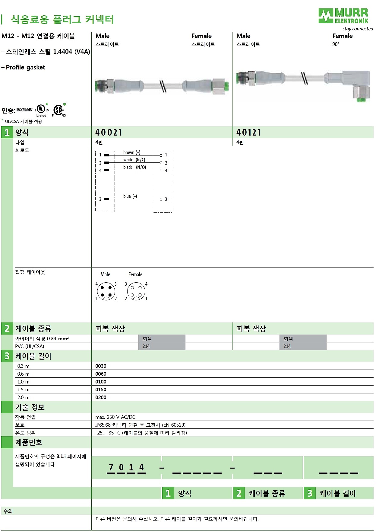 M12 male 0° / M12 female 90° A-cod. F&B_상세페이지