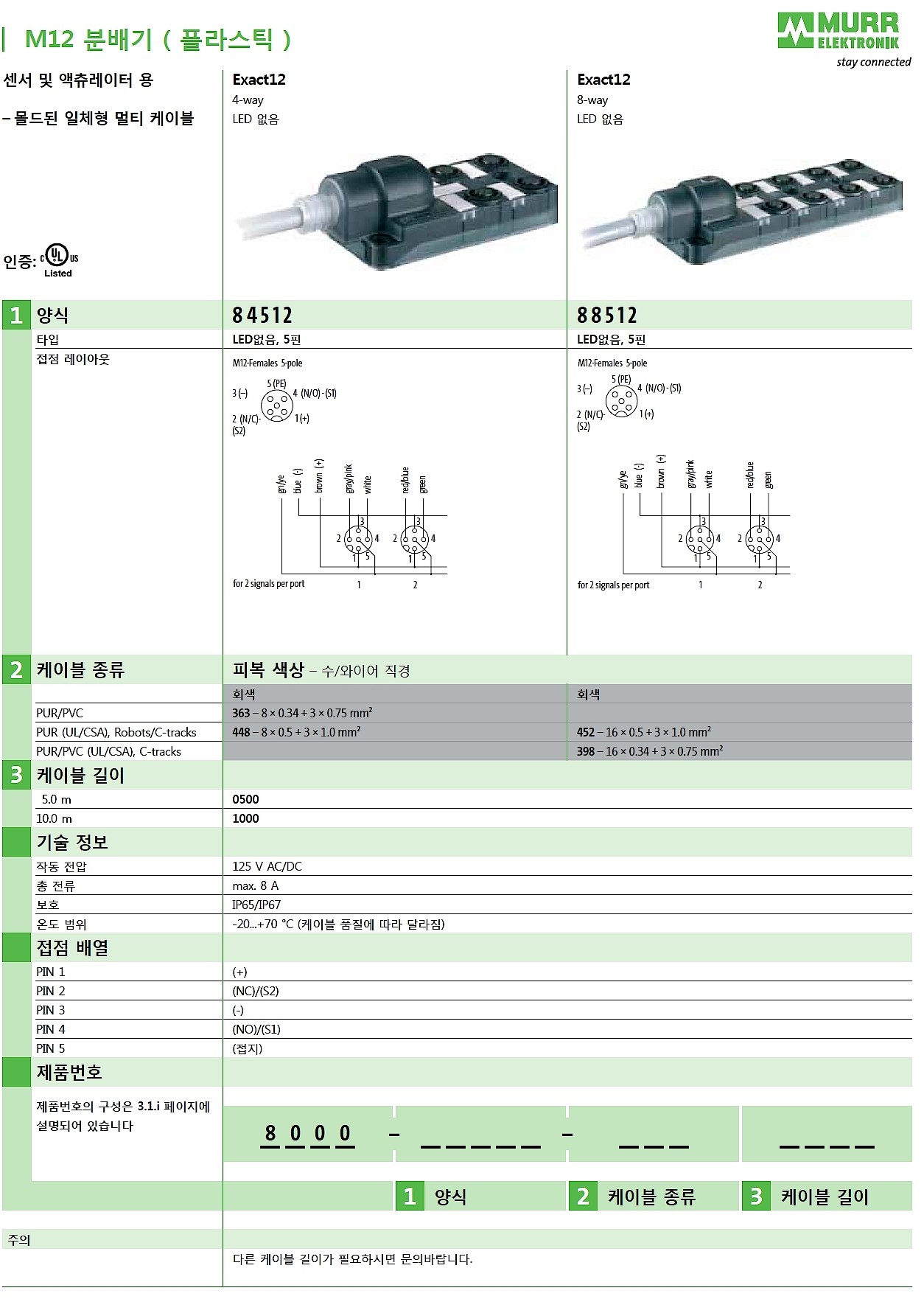 EXACT12, 8XM12, 5-POLE, MOULDED CABLE_상세페이지