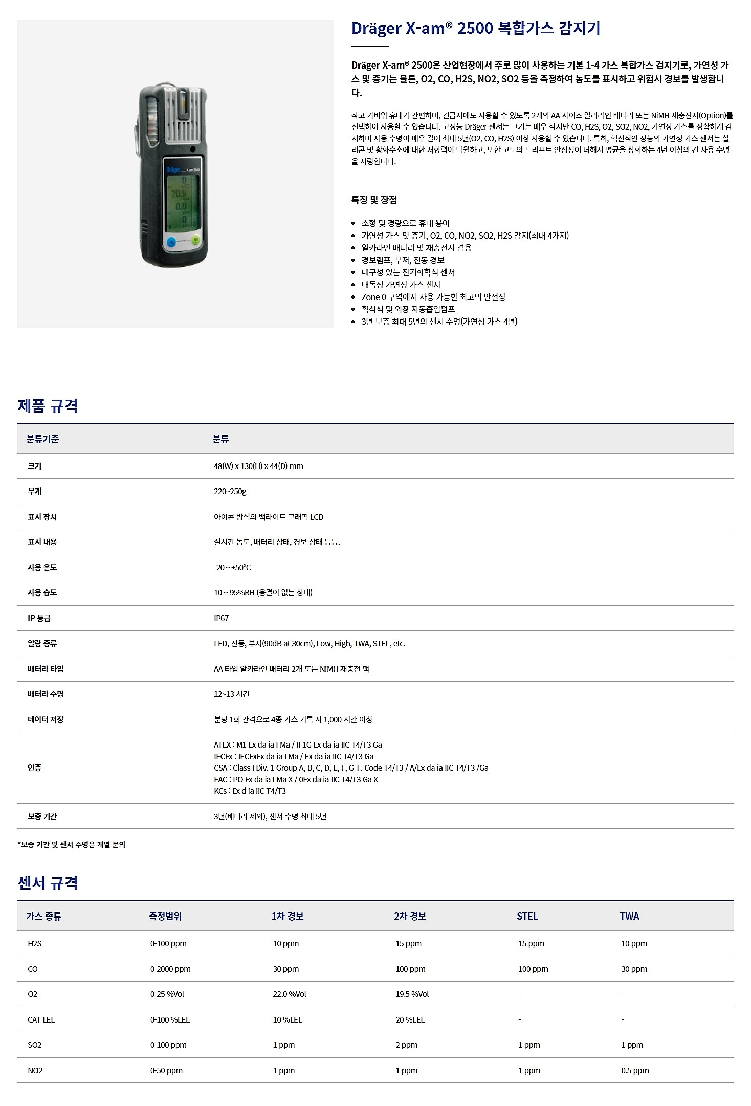 복합 가스감지기 (X-am 2500-4GAS)_상세페이지