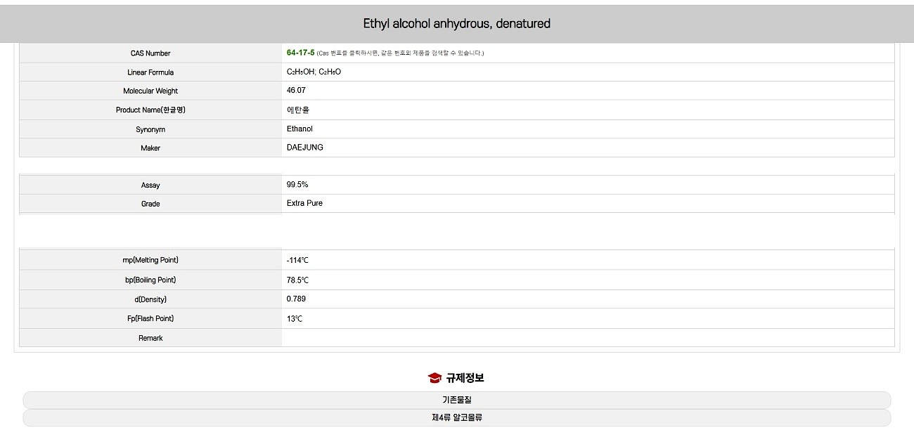 Ethyl alcohol anhydrous, denatured 99.5% (Extra Pure)_상세페이지