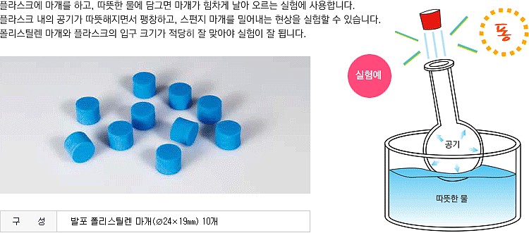 발포 폴리스틸렌 마개 (공기의 체척변화 실험용/KSIC-3491)_상세페이지