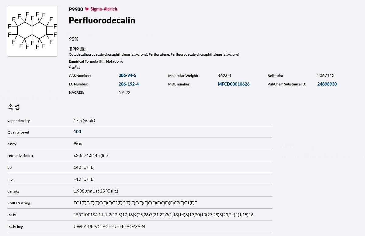 PERFLUORODECALIN, 95%, MIXTURE OF CIS AN_상세페이지