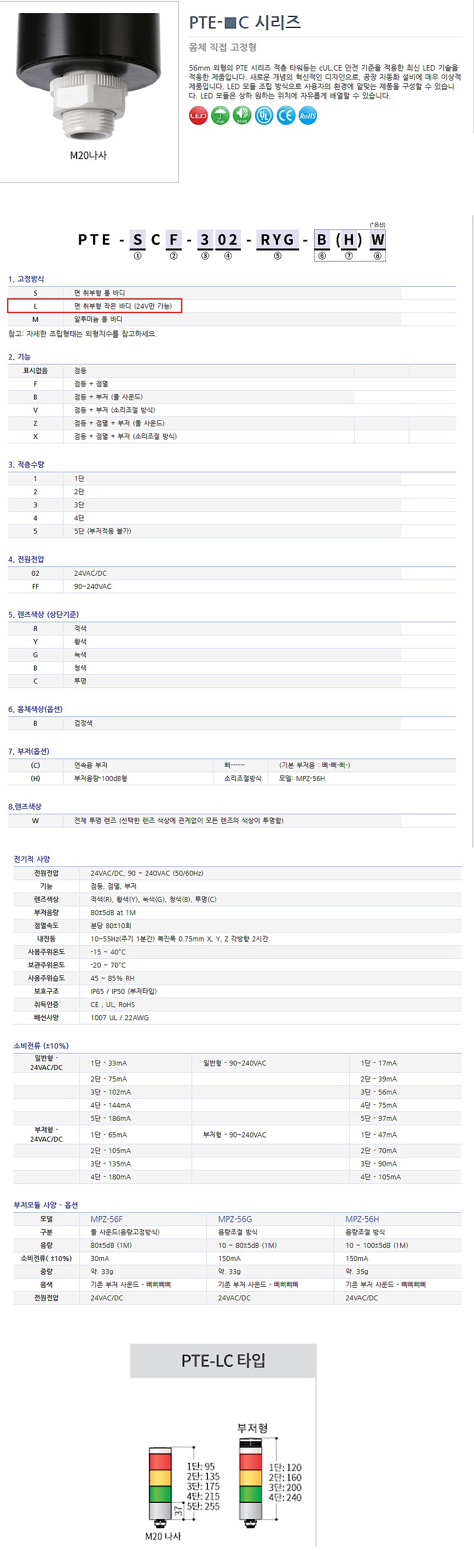 LED 타워등 (PTE-LC Series)_상세페이지