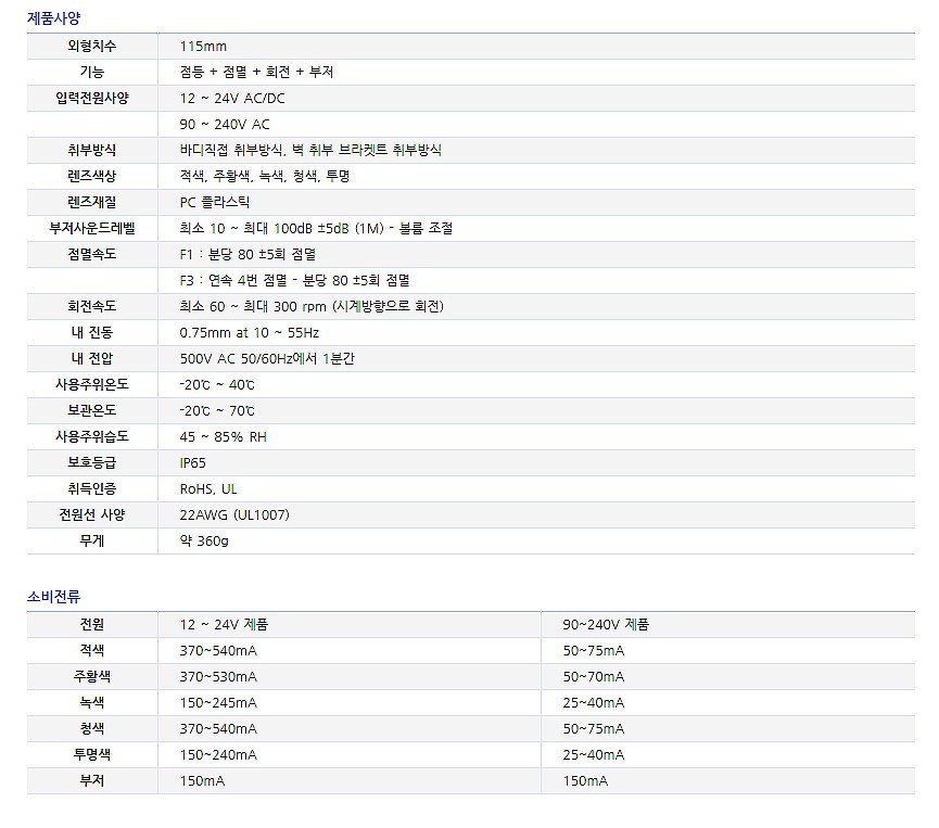 LED 멀티 경고등 (MS115T Series)_상세페이지