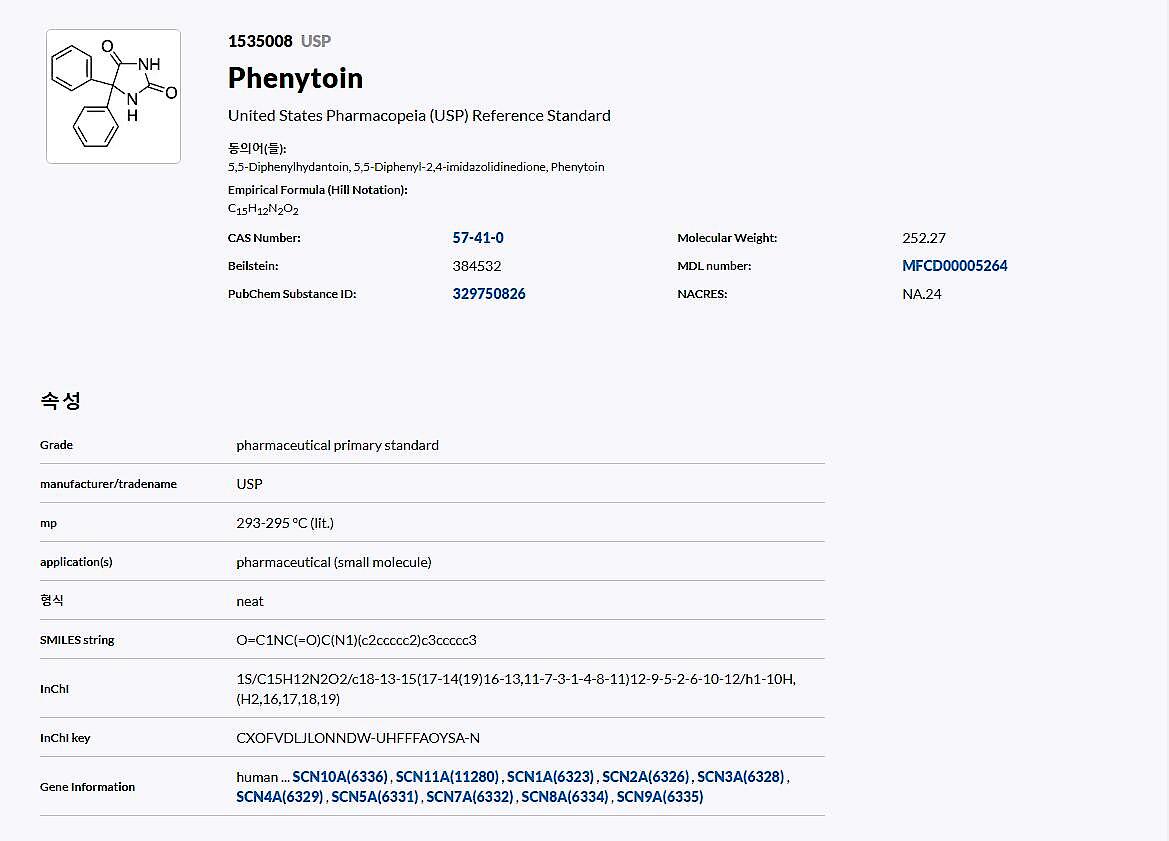 Phenytoin United States Pharmacopeia (USP) Reference Standard_상세페이지