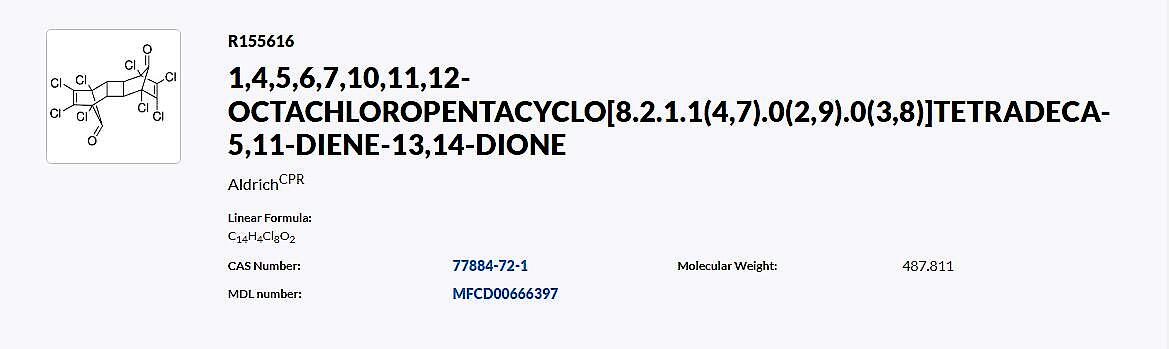 1,4,5,6,7,10,11,12-OCTACHLOROPENTACYCLO[8.2.1.1(4,7).0(2,9).0(3,8)]TETRADECA-5,11-DIENE-13,14-DIONE_상세페이지