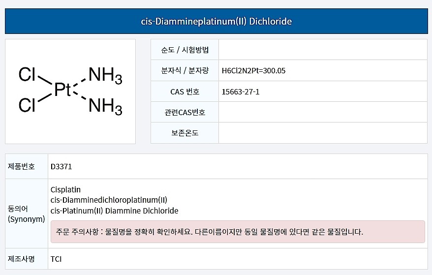 cis-Diammineplatinum(II) Dichloride_상세페이지